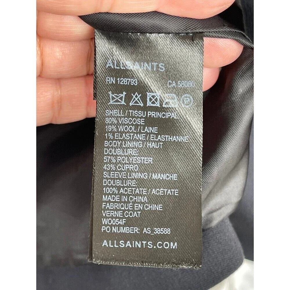 AllSaints Verne Draped Blazer Dress - Avant Garde Asymmetric - Black EU 36